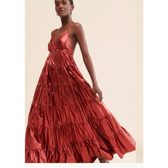 Hutch Metallic Tiered Maxi Dress Size S - Picture 1 of 10